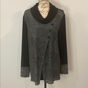 Michael Tyler cowl neck tunic top with overlay XL